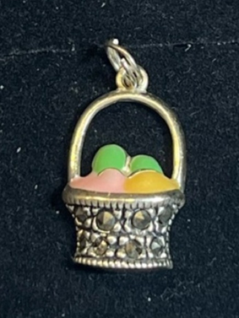 Sterling silver Easter basket charm
